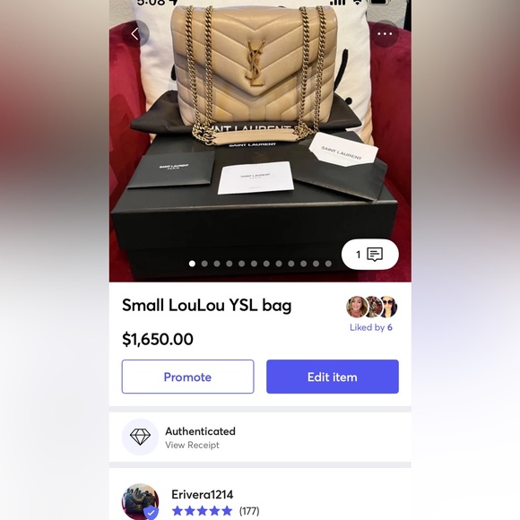 SOLD- Saint Laurent Small Loulou Dark Beige - Picture 15 of 15